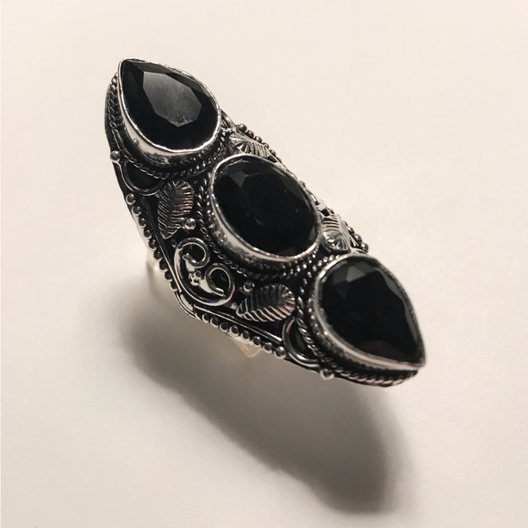 Black Onyx 925 Sterling Silver Ring - Picture 3 of 4